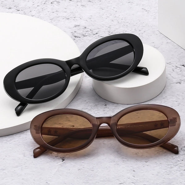 Casual Classic Style Solid Color Leopard Ac Oval Frame Full Frame Women's Sunglasses