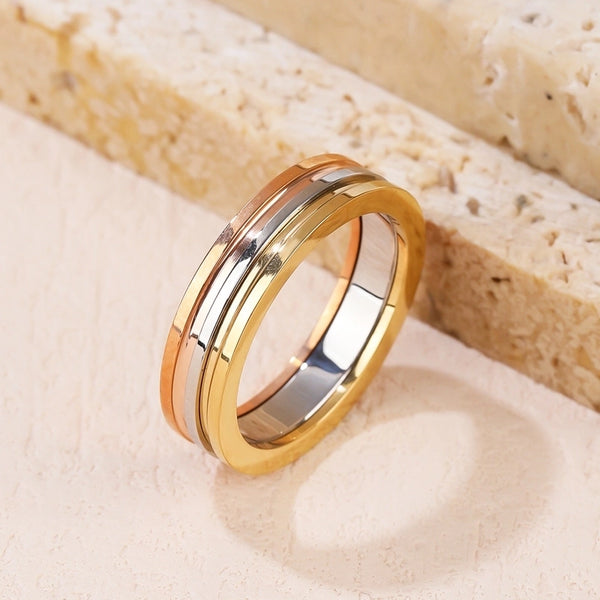 Casual Color Block Titanium Steel Rings In Bulk