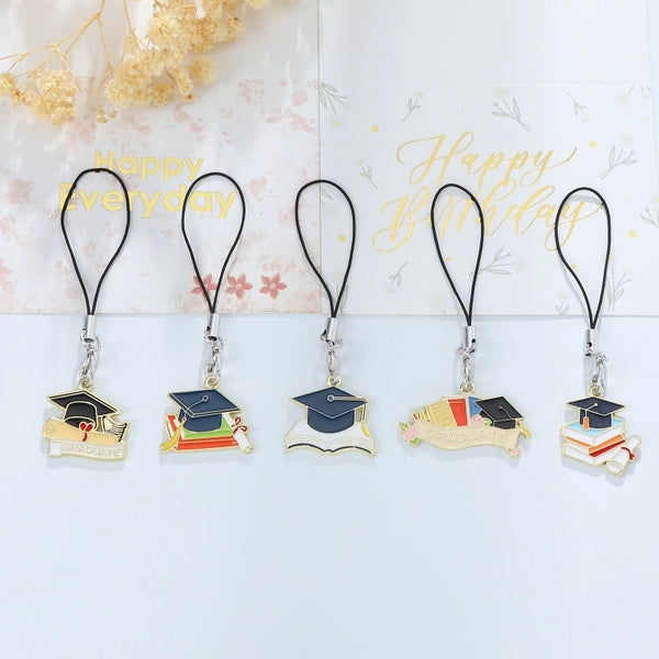 Casual Cute Book Doctoral Cap Alloy Enamel Bag Pendant Keychain