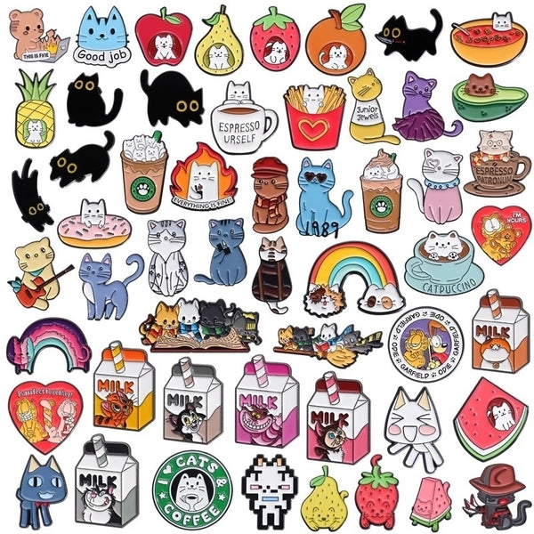 Casual Cute Pin Cartoon Cup Cat Alloy Enamel Plating Unisex Brooches