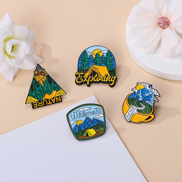 Casual Cute Pin Letter Landscape Alloy Enamel Unisex Brooches