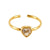 Casual Cute Square Heart Shape Flower Stainless Steel Plating Inlay Zircon 18k Gold Plated Open Ring