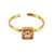 Casual Cute Square Heart Shape Flower Stainless Steel Plating Inlay Zircon 18k Gold Plated Open Ring