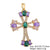 Casual Elegant Classic Style Cross Copper Plating Inlay Zircon 18k Gold Plated White Gold Plated Charms