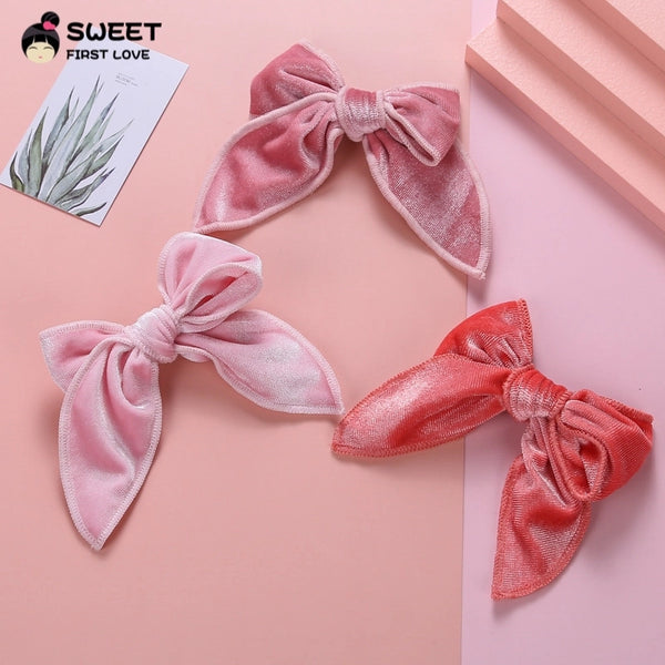 Casual Elegant Cute Children Unisex Bow Knot Velvet Hair Clip