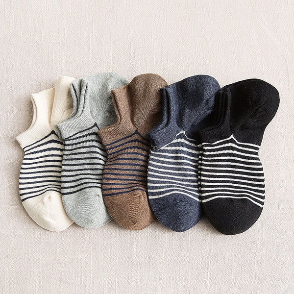 Casual Elegant Men's Stripe Cotton Ankle Socks A Pair