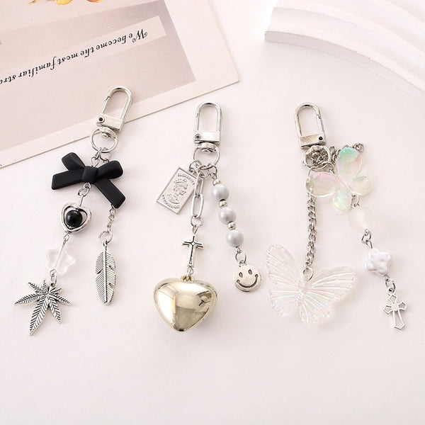 Casual Elegant Minimalist Heart Shape Bow Knot Metal Keychain