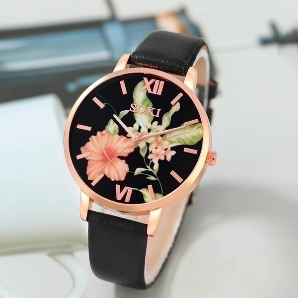 Casual Flower Buckle Quartz Women's Watches