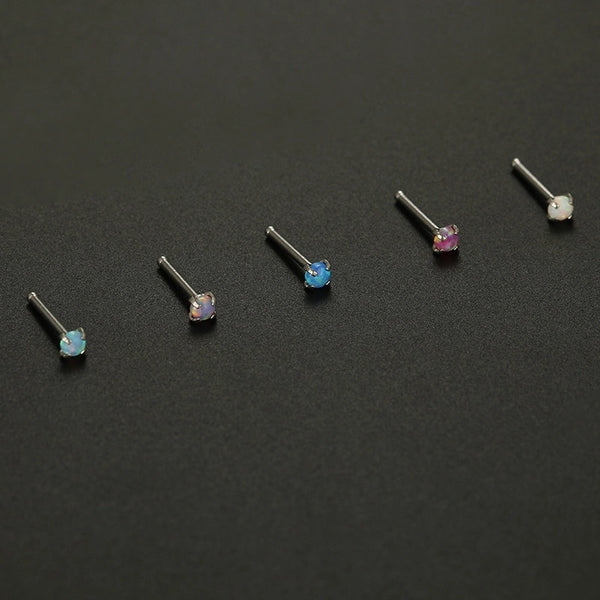 Casual Geometric Stainless Steel Inlay Zircon Nose Studs