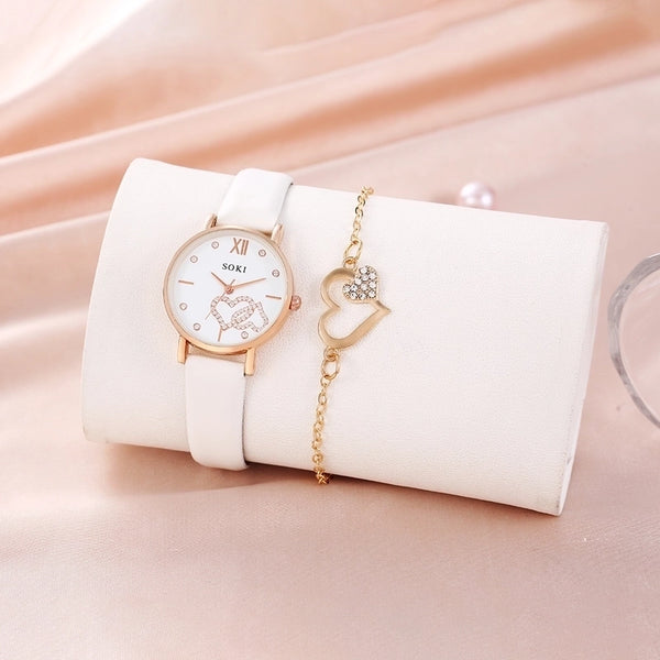 Casual Heart Shape Buckle Quartz Women's Watches