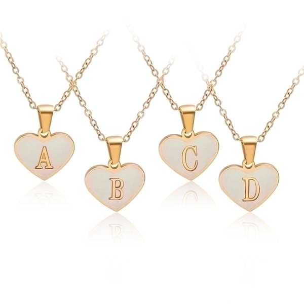 Casual Letter Stainless Steel Plating Inlay Shell Gold Plated Pendant Necklace