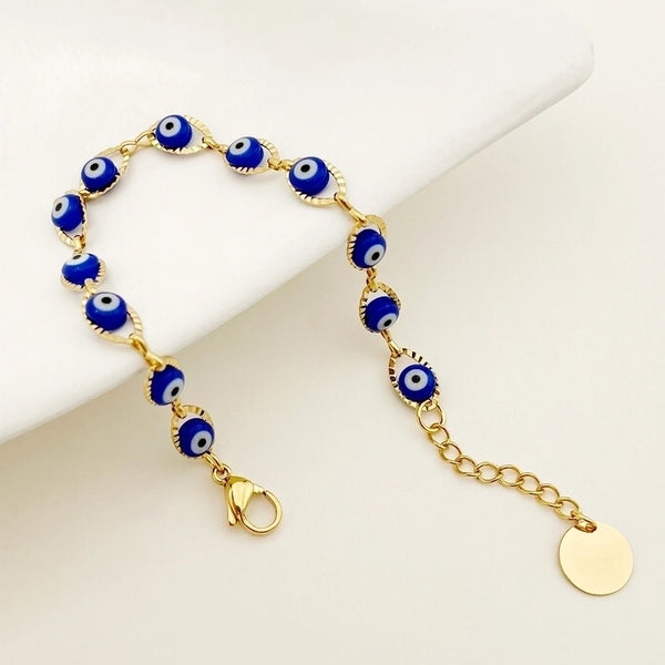 Casual Modern Style Eye Stainless Steel Enamel Plating Hollow Out Gold Plated Bracelets