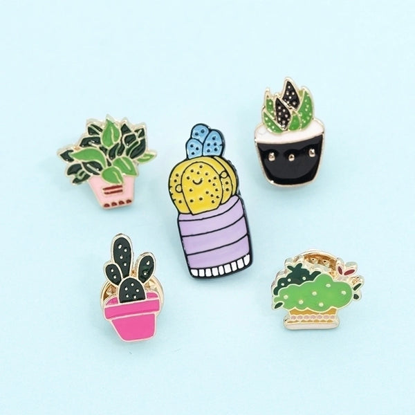 Casual Pin Cactus Flower Alloy Enamel Metal Unisex Brooches