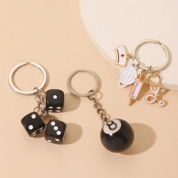 Casual Simple Style Billiards Dice Resin Keychain