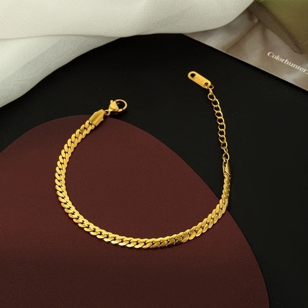 Casual Minimalist Solid Color 304 Stainless Steel 18K Gold Plated Bracelets In Bulk