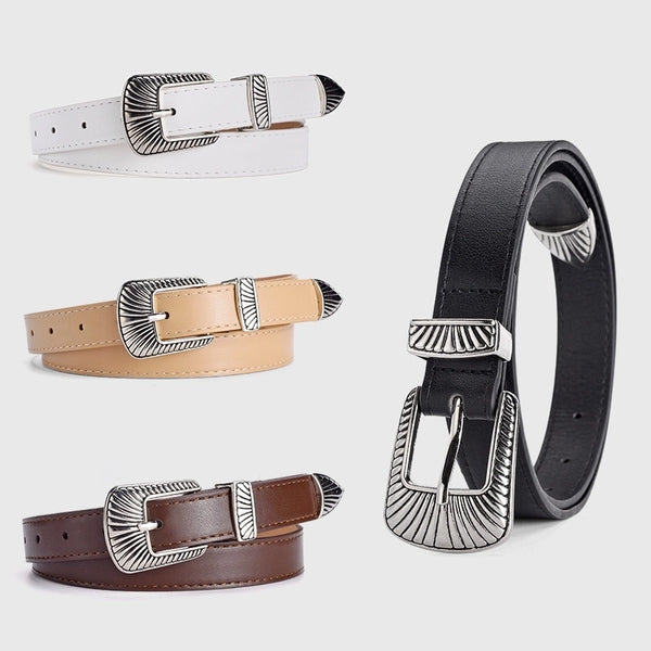 Casual Simple Style Solid Color Imitation Leather Alloy Women's Leather Belts