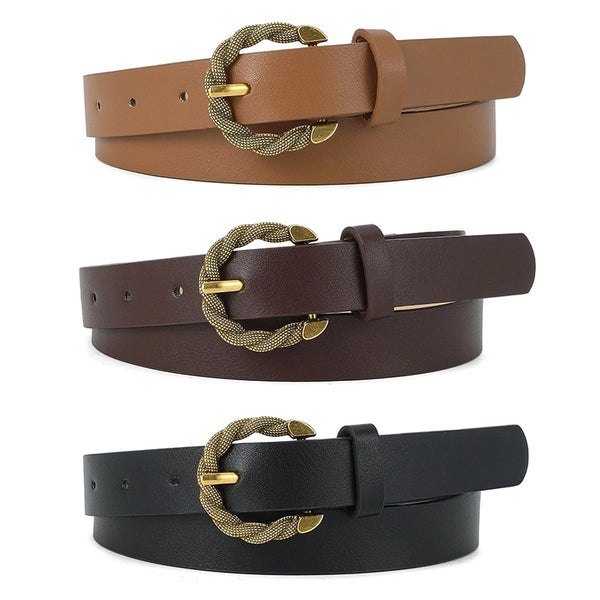 Casual Minimalist Solid Color Pu Leather Alloy Women's Leather Belts