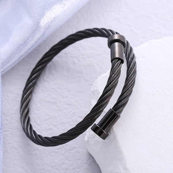 Casual Minimalist Solid Color Stainless Steel Plating Braid Bangle