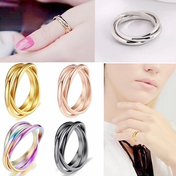 Casual Minimalist Solid Color Titanium Steel 18K Gold Plated Polishing Plating Rings