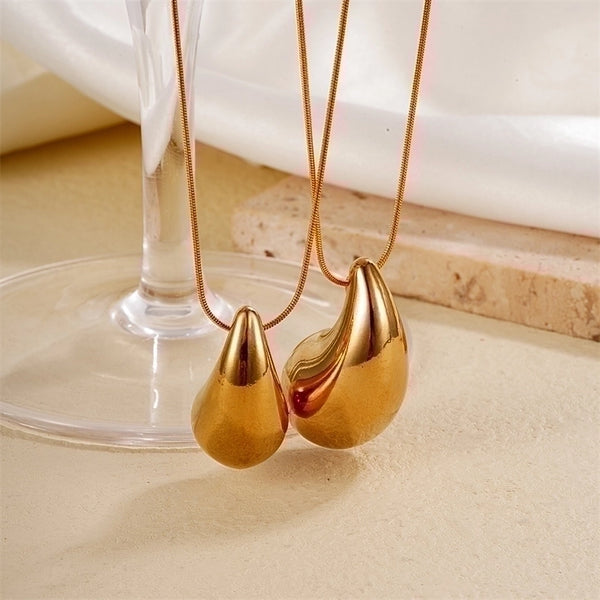 Casual Simple Style Water Droplets Stainless Steel Pendant Necklace