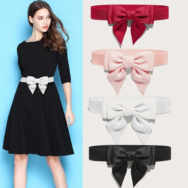 Casual Solid Color Bow Knot Cotton Women's Leather Belts