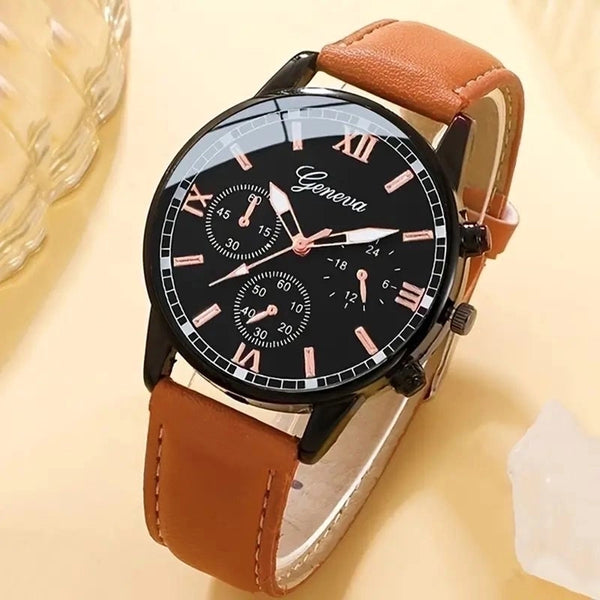 Casual Solid Color Buckle Quartz Men's Watches