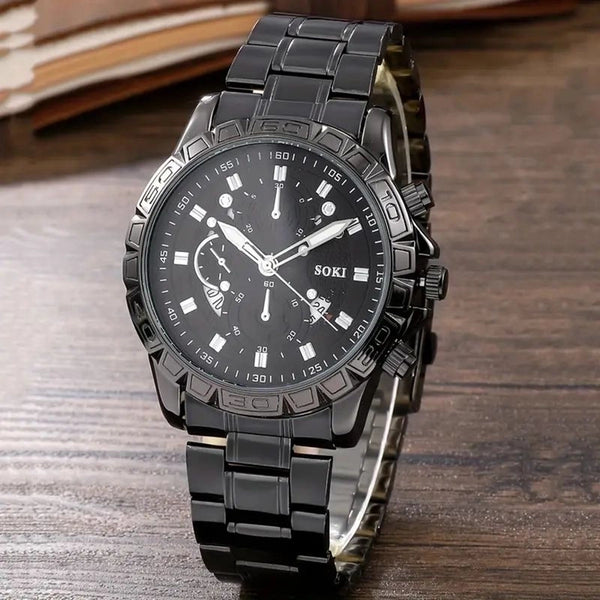 Casual Solid Color Buckle Quartz Men's Watches