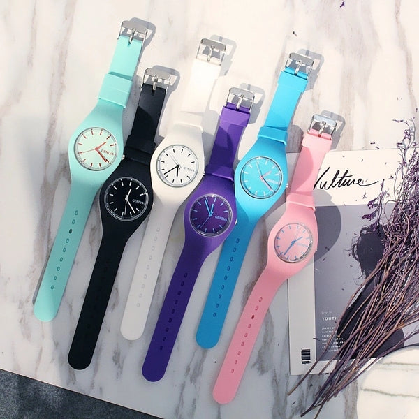 Casual Solid Color Buckle Quartz Watch Kids Watches