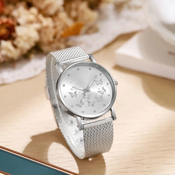 Casual Solid Color Butterfly Buckle Quartz Women's Watches