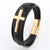 Casual Streetwear Cross Stainless Steel Pu Leather Bangle