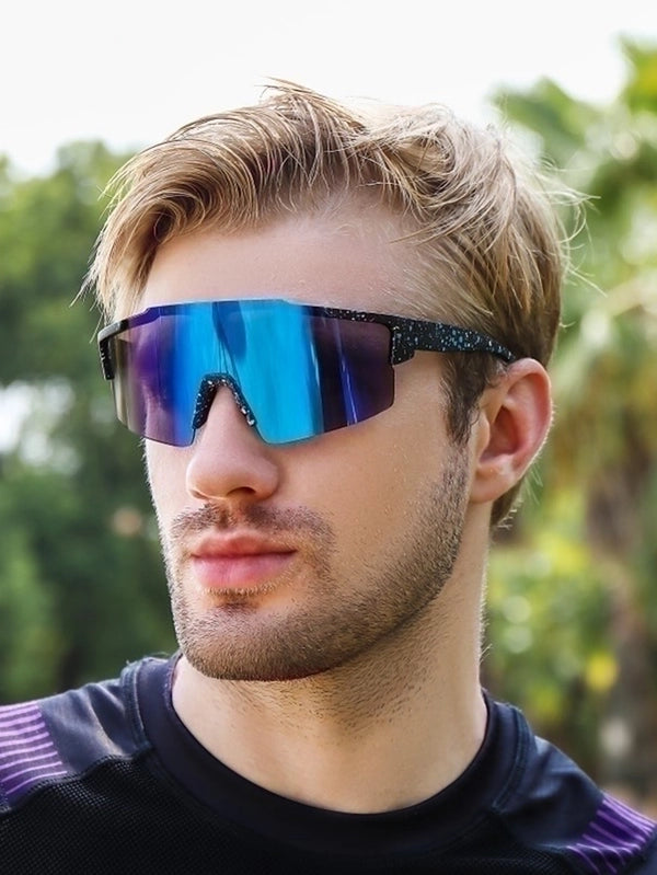 Casual Streetwear Geometric Pc Uv Protection Polygon Sport Biker Half Frame Clips Glasses