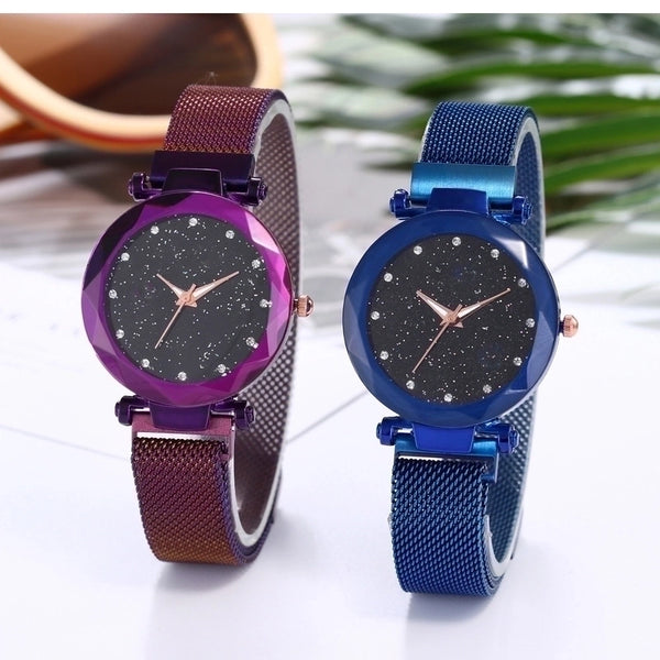 Casual Streetwear Round Suction Buckle Quartz Women's Watches