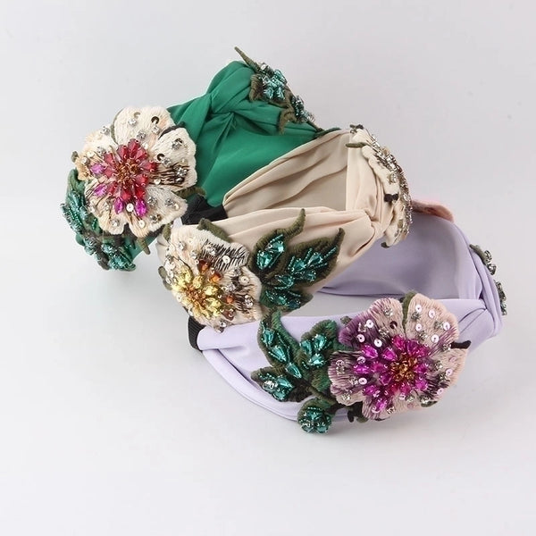 Casual Vacation Flower Cloth Inlay Rhinestones Hair Band