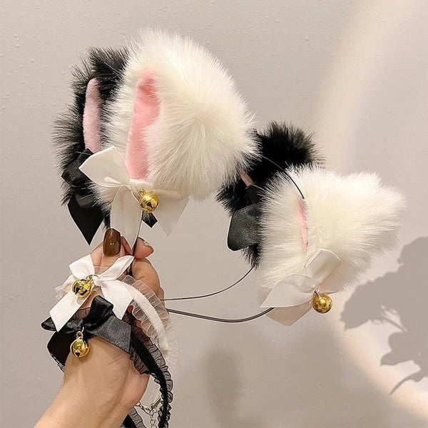 Cat Ears Bell Hairband Girl Cos Cat Hairpin Headdress Personalized Maid Hairpin Bow Headband Headdress