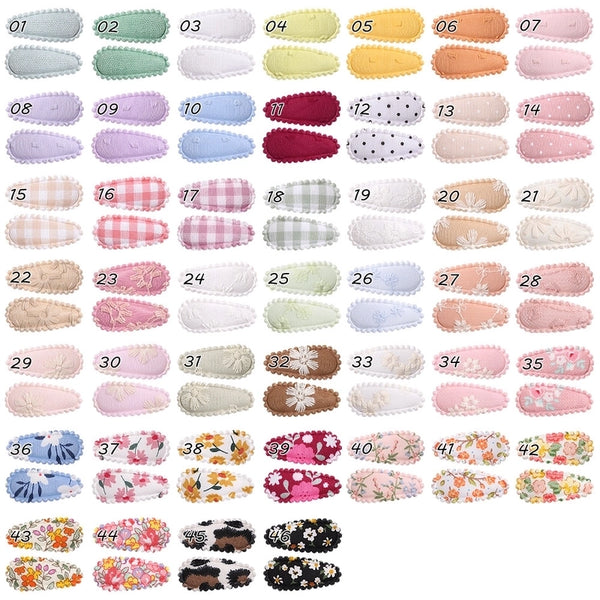 Children Small Size BB Clip Fabric Hair Clip Embroidered Printing Barrettes Bang Side Clip Hair Accessories 3629