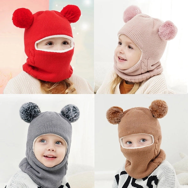 Children Unisex Basic Solid Color Wool Cap