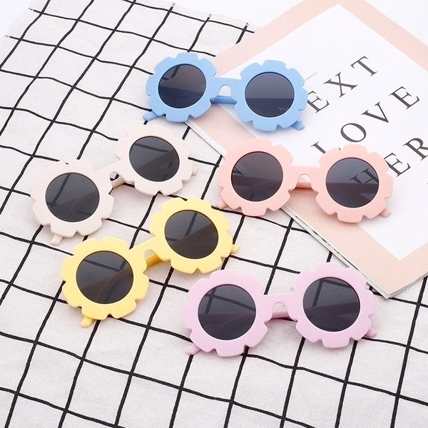 Children Unisex Cute Flower Pc Round Frame Sunglasses