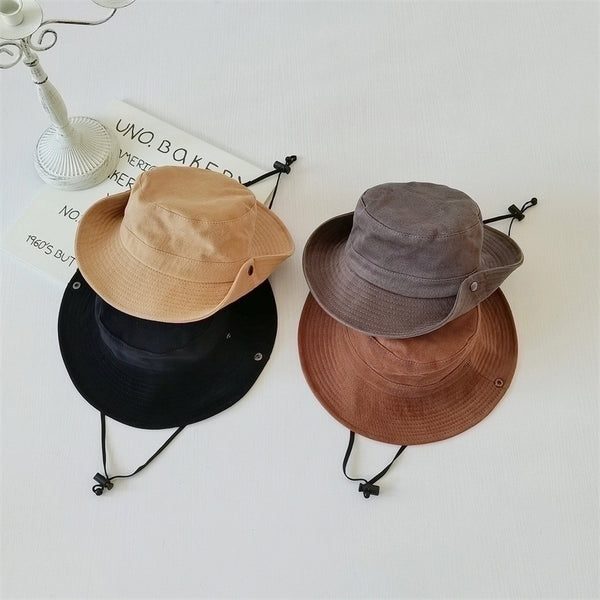 Children Unisex Elegant Business Basic Solid Color Jacquard Bucket Hat