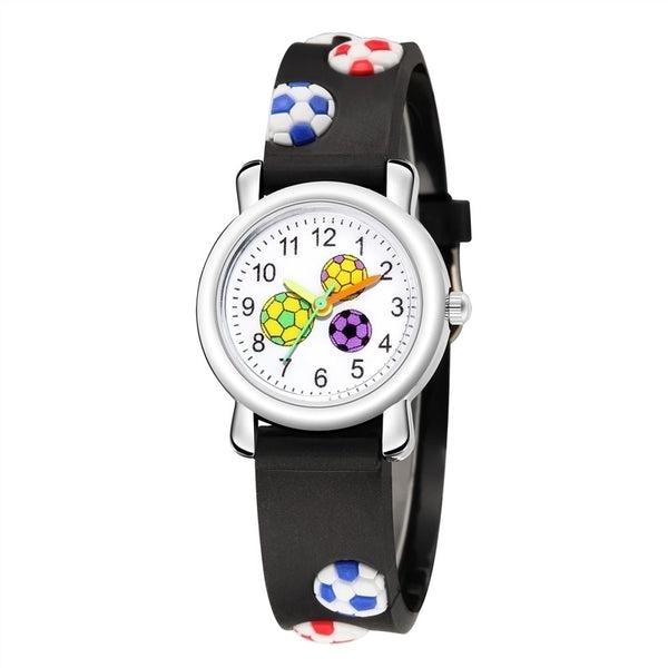 Children's Cartoon Watch 3d Floating Sculpture Tape Football Pattern Student Watch Cute Student Gift Watch