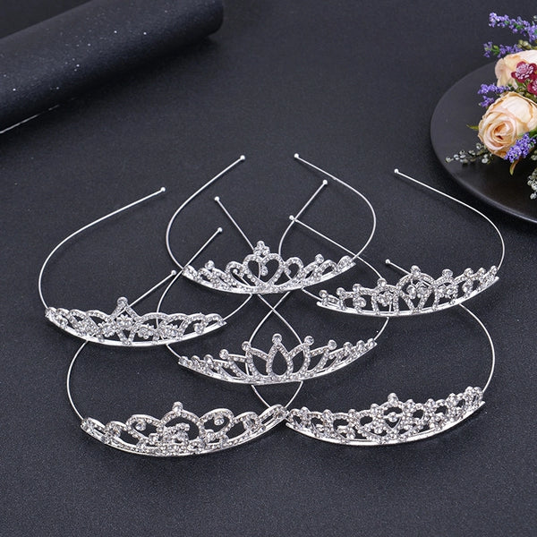 Children's Rhinestone Crown Hair Band Hair Comb Cute Princess Girl Hair Accessories Baby Festival Performance Bridal Headdress