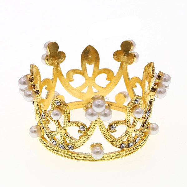 Children's Round Cake Crown Gift Baking Decoration Accessories Birthday Alloy Pearl Small Headdress Accessories Ornaments