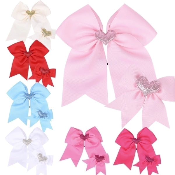 Children's Swallowtail Bow Two-piece Solid Color Love Rubber Band Hairpin