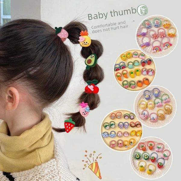 Children's Tie Rope Rubber Band Girls Cute Fruit Thumb Tie Rope Baby Hair Band Does Not Hurt Hair Hair Rope