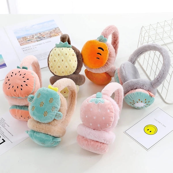 Children's Women's Fruit Cartoon Earmuff Winter Warm Adjustable Earmuffs Ear Warmer Children's Student Fruit Earmuff