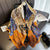 Chinese Style Classic Blue Orange Big Flower Simulation Silk Scarf Large Square Shawl