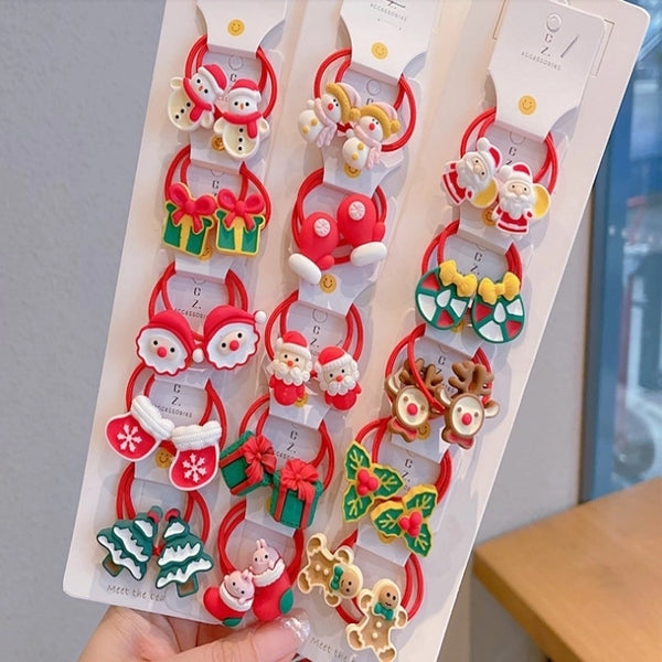 Christmas Cartoon Style Girl'S Santa Claus Snowman Arylic Plastic Hair Clip Hair Tie