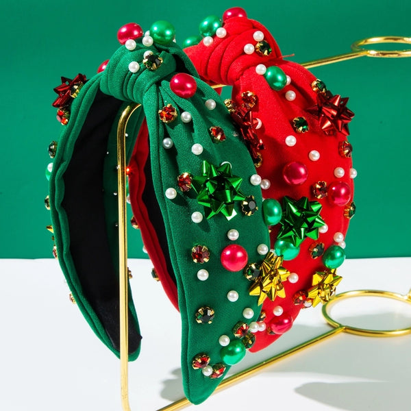 Christmas Christmas Classic Style Women's Geometric Alloy Inlay Rhinestones Pearl Hair Band