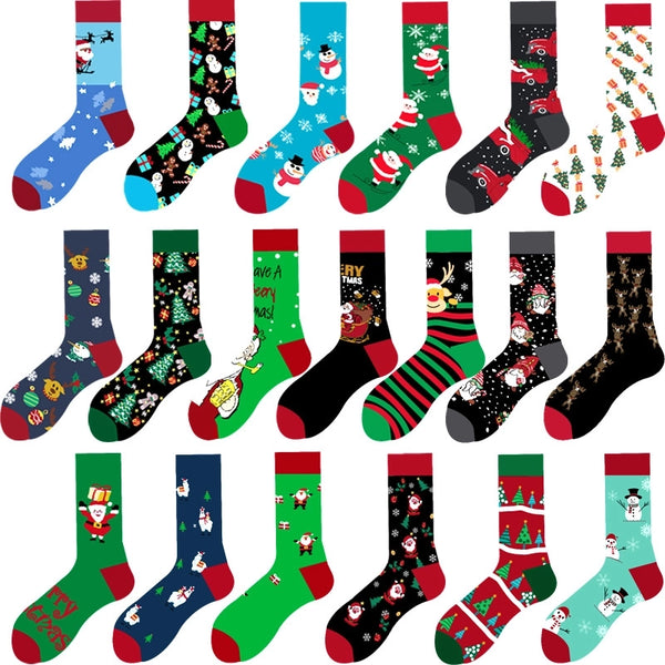 Christmas Cute Modern Style Unisex Christmas Tree Snowman Snowflake Cotton Ankle Socks A Pair