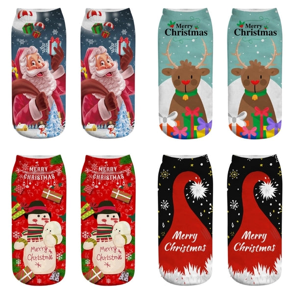 Christmas Cute Unisex Santa Claus Snowman Polyester Crew Socks