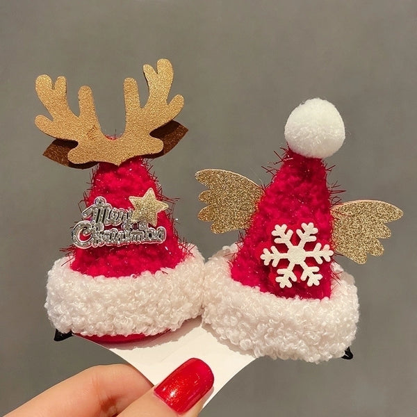 Christmas Cute Women's Christmas Hat Alloy Hair Clip